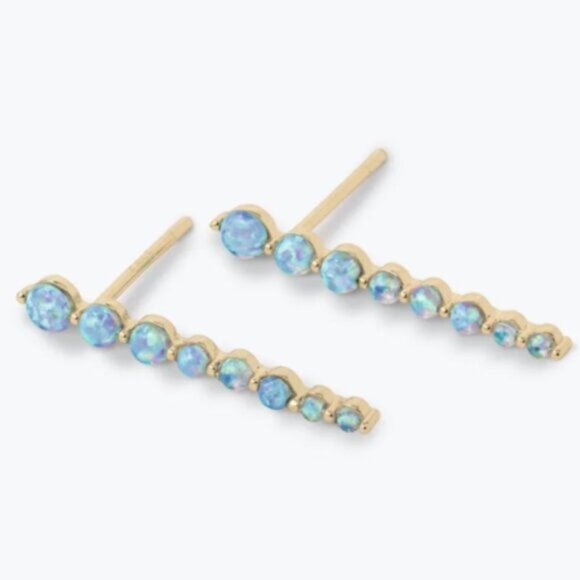 Melinda Maria She is an Icon Dagger Earrings in Gold and Blue Opal - Picture 2 of 4